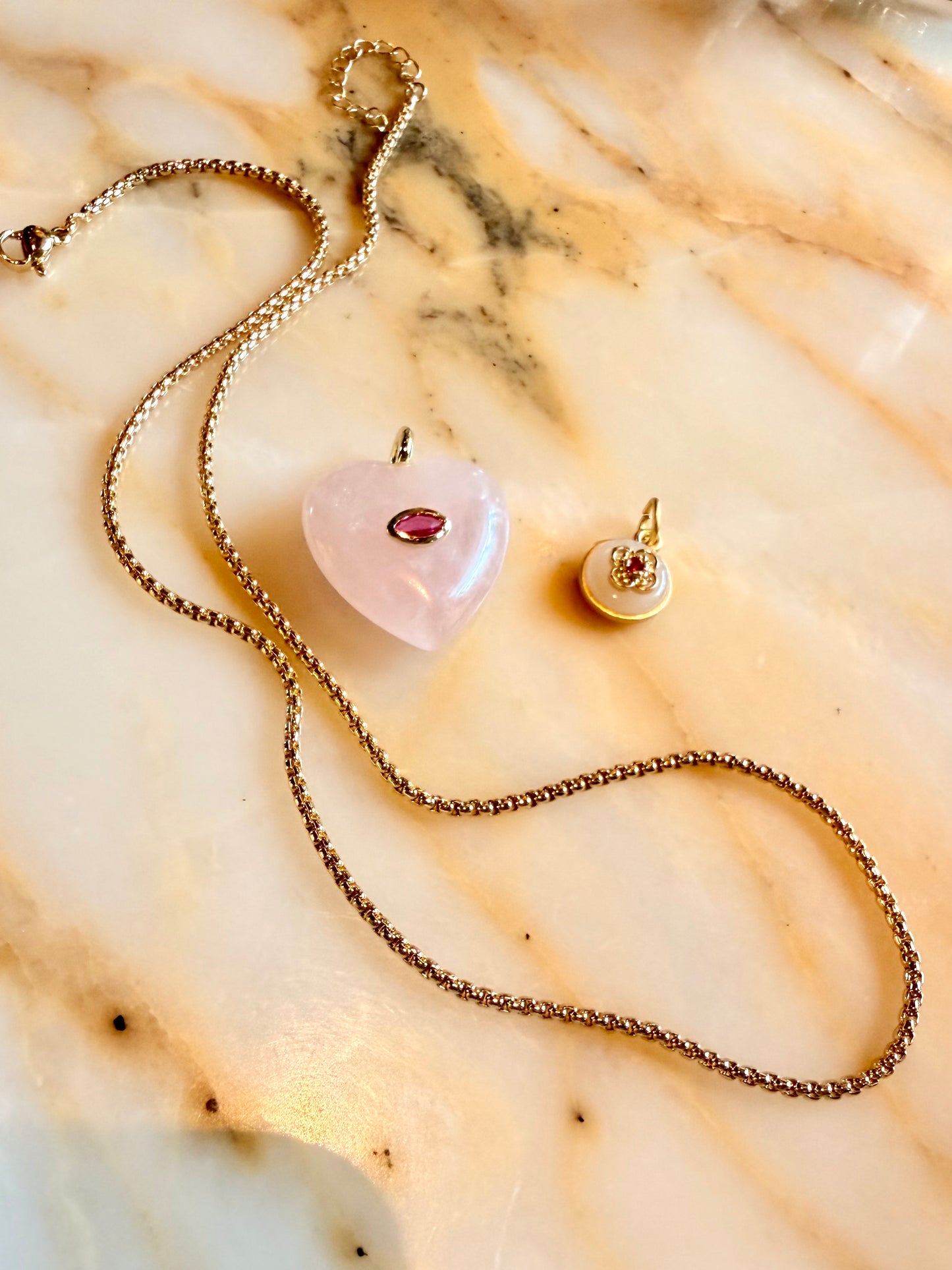 Ciondolo Cuore Quarzo Rosa