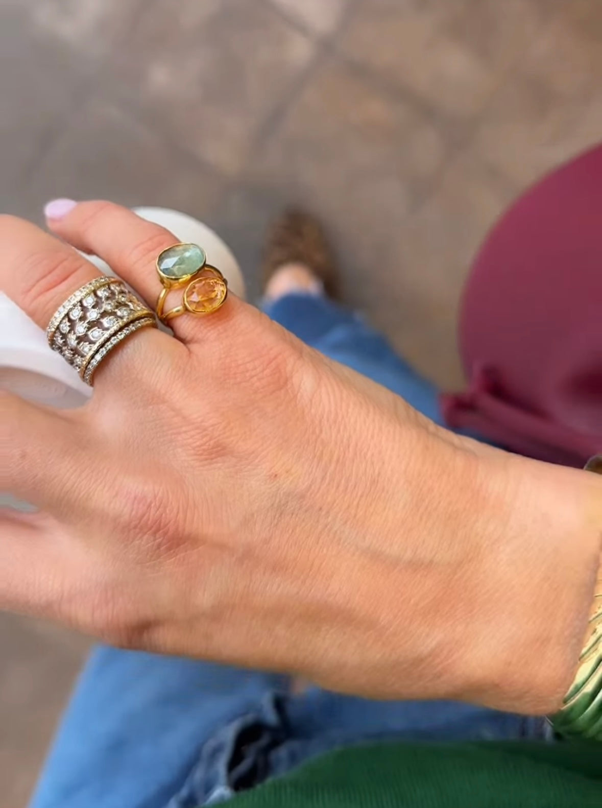 Anello citrino & peridoto